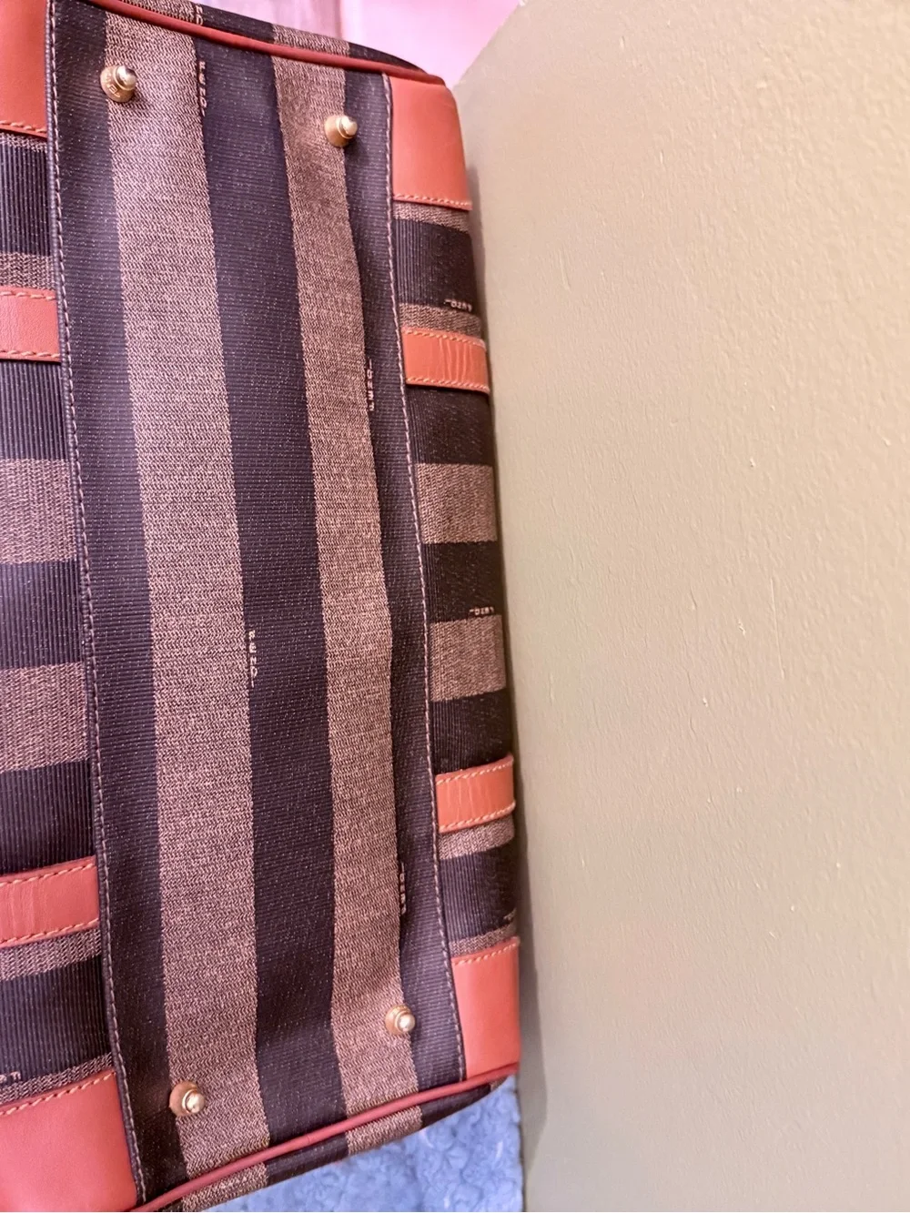 Stunning Vtg Fendi Pequin Striped Boston Bag
